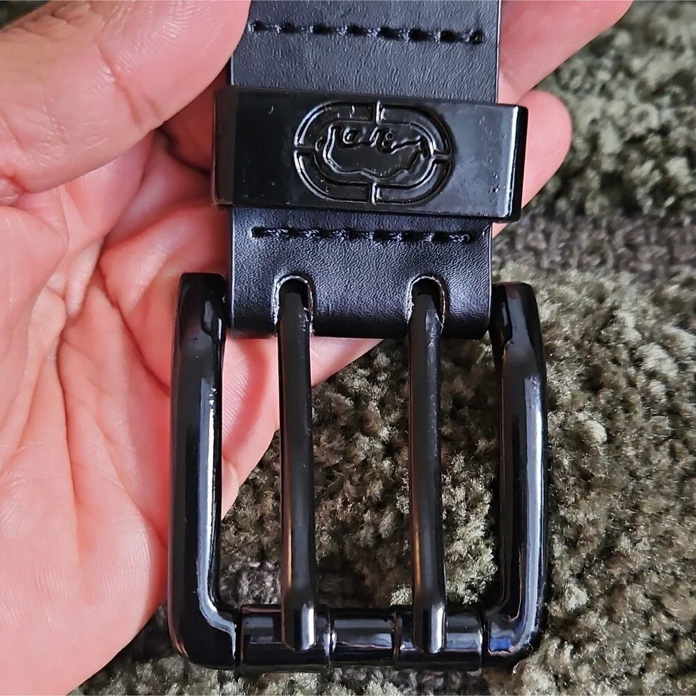 Ecko Unltd. Men's Black Grommet Belt Size 42 1 3/4in Adjustable Metal